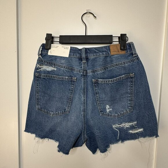 American Eagle High Rise Waist Mom Short Denim Distressed Blue Size 2 26 NWT NEW - Picture 3 of 6